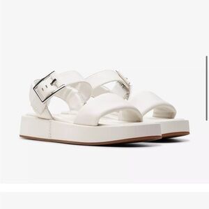 Clarks White Women's Sandals with Buckle